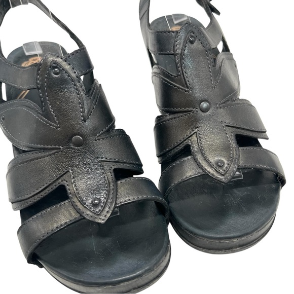 Dansko Nina Black Leather Flower Block Heel Slingback Comfort Sandals Women’s 39 - Picture 6 of 14